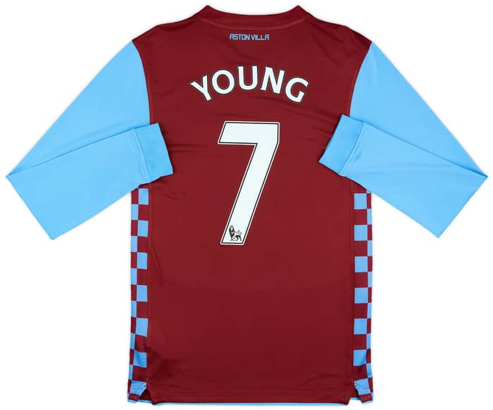 2010-11 Aston Villa Home L/S Shirt Young #7 - 8/10 - (S)