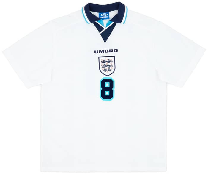 1995-97 England Home Shirt Gascoigne #8 - 9/10 - (XL)