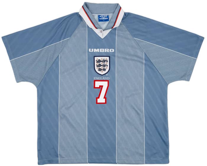 1996-97 England Away Shirt Beckham #7 - 6/10 - (XXL)