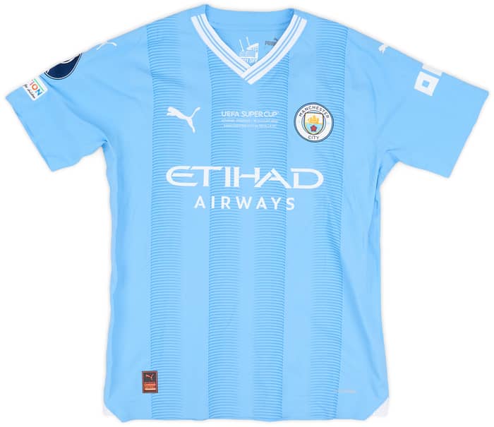 2023-24 Manchester City Match Issue Super Cup Home Shirt Stones #5