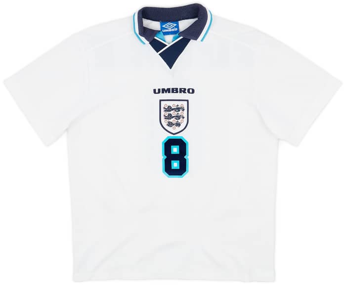 1995-97 England Home Shirt Gascoigne #8 - 5/10 - (L)