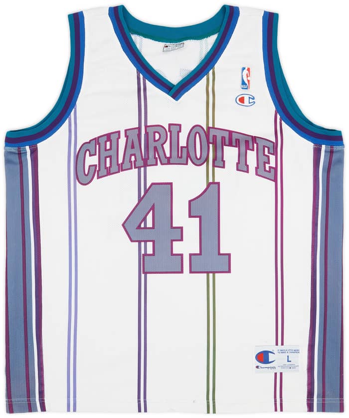 1997-99 Charlotte Hornets Rice #41 Champion Home Jersey - 5/10 - (L)