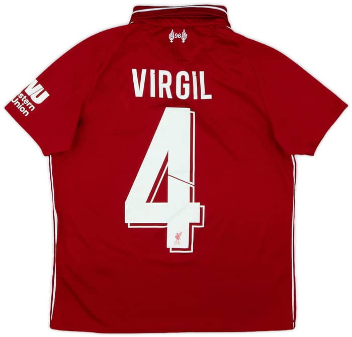 2018-19 Liverpool Home Shirt Virgil #4 - 9/10 - (M.Boys)