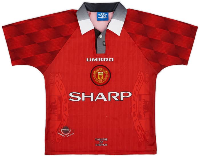1996-98 Manchester United Home Shirt Butt #8 - 8/10 - (Y)