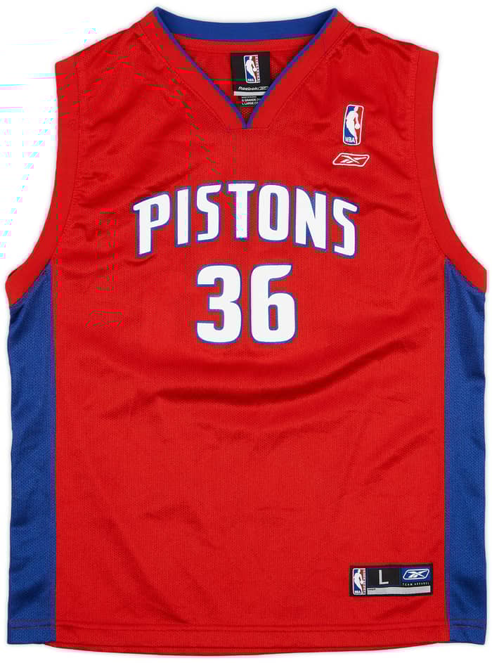 2005-06 Detroit Pistons Wallace #36 Reebok Alternate Jersey - 9/10 - (L.Boys)