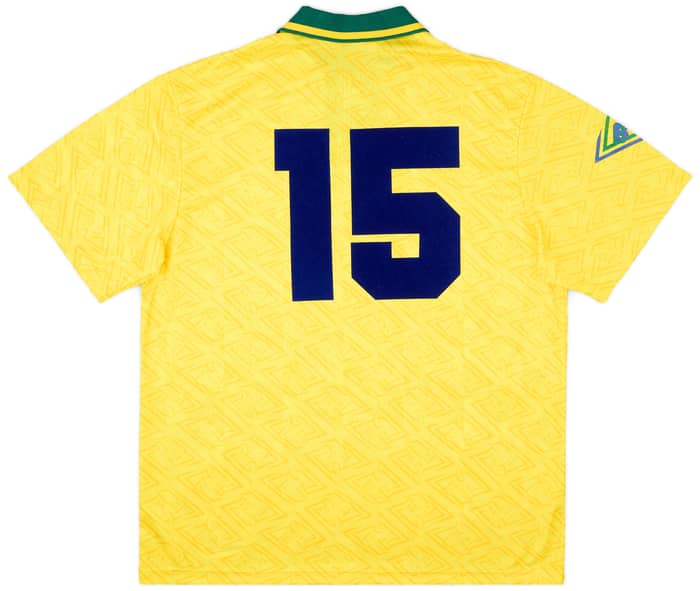 1991-93 Brazil Home Shirt #15 - 9/10 - (XL)