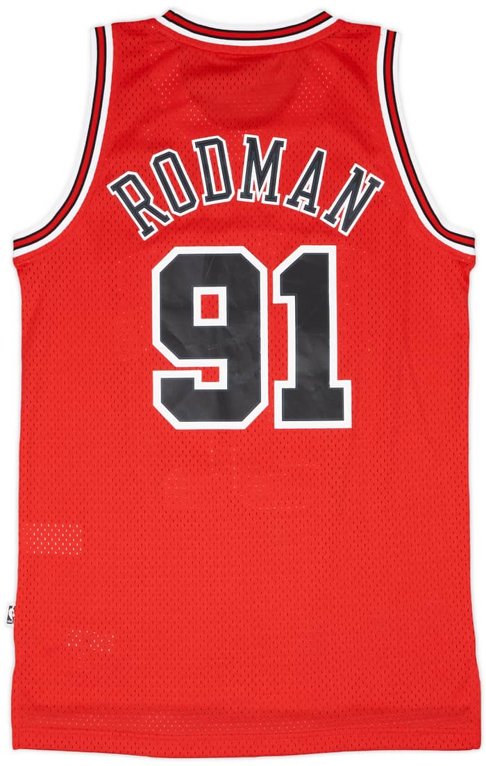 1995-98 Chicago Bulls Rodman #91 adidas Swingman Hardwood Classics Away Jersey - 9/10 - (S)