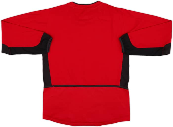 2002-04 Manchester United Home L/S Shirt - 8/10 - (M.Boys)
