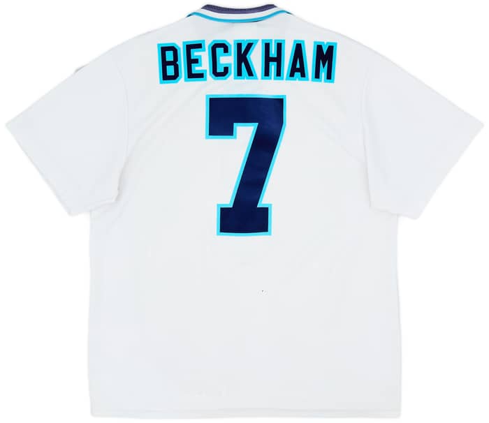 1995-97 England Home Shirt Beckham #7 - 5/10 - (XL)