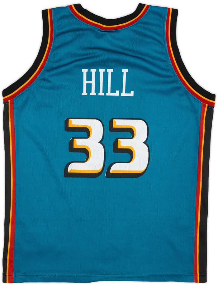 1996-00 Detroit Pistons Hill #33 Champion Away Jersey - 9/10 - (XL.Boys)