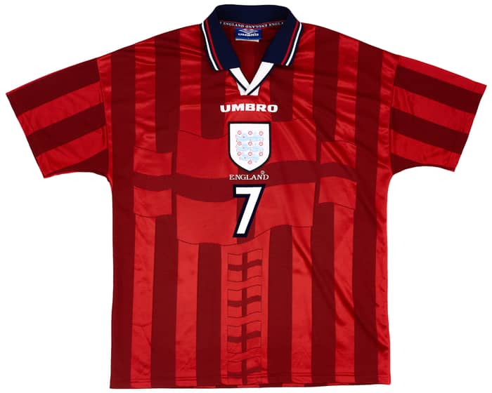 1997-99 England Away Shirt Beckham #7 - 6/10 - (L)