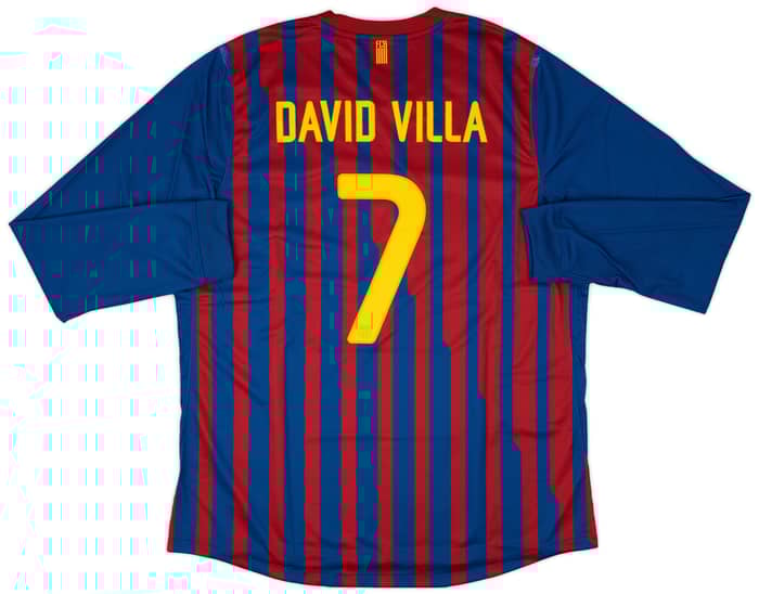 2011-12 Barcelona Player Issue Home L/S Shirt David Villa #7 (XXL)