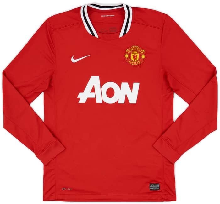 2011-12 Manchester United Home L/S Shirt Rooney #10 - 8/10 - (M)