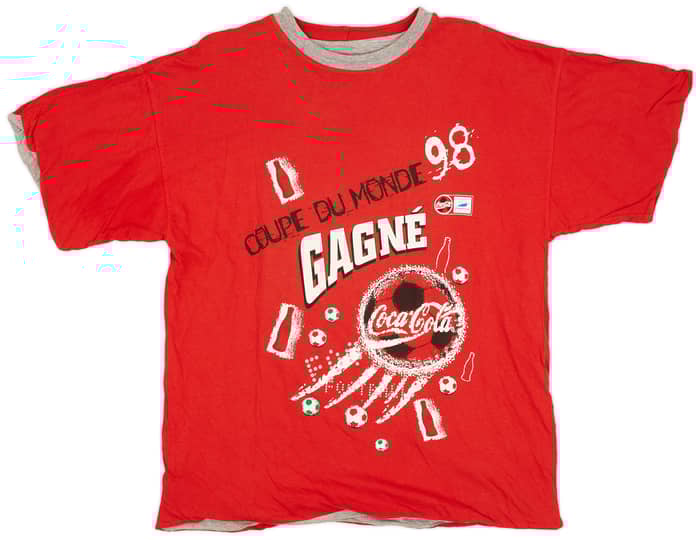 1998 France 98 Coca Cola 'Coupe Du Monde' Reversible Graphic Tee - 9/10 - (XL)