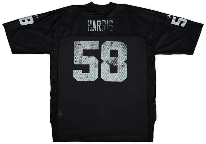 2002-04 Oakland Raiders Harris #58 Reebok On Field Home Jersey - 4/10 - (XL)