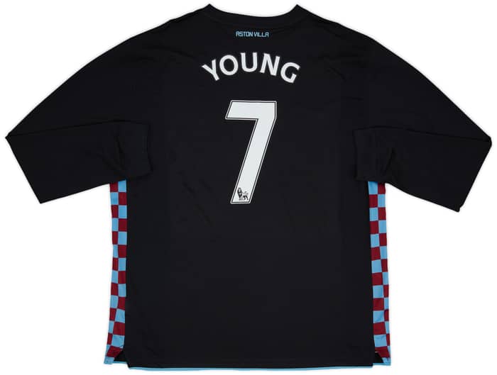 2010-11 Aston Villa Away L/S Shirt Young #7 - 9/10 - (XXL)