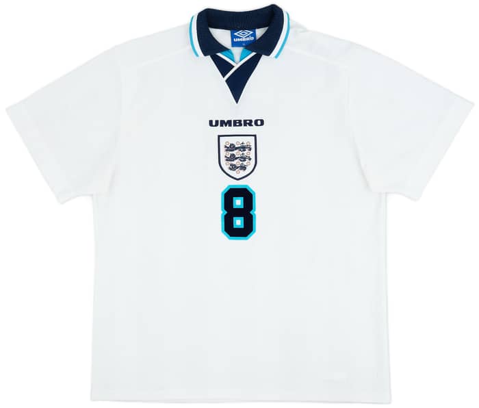 1995-97 England Home Shirt Gascoigne #8 - 6/10 - (XL)
