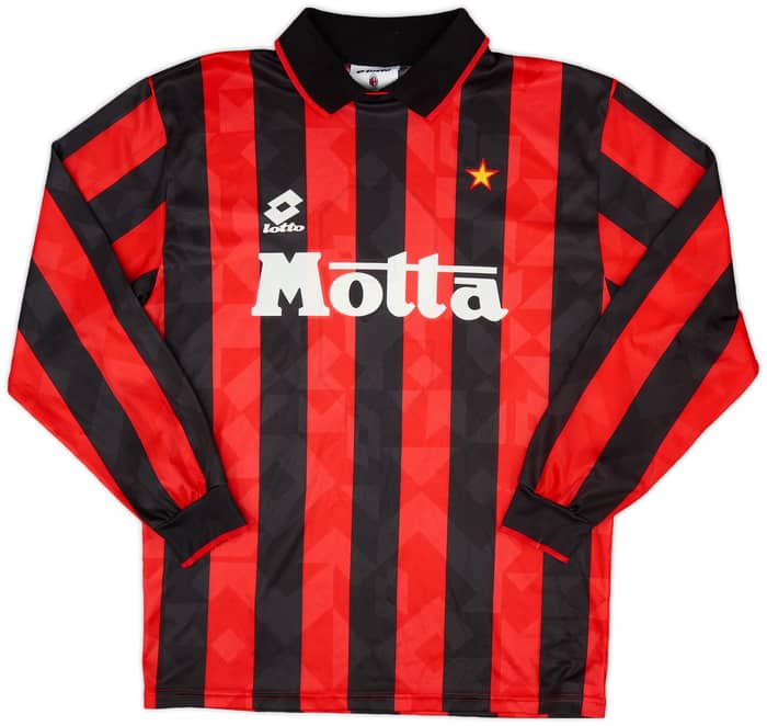 1993-94 AC Milan Home L/S Shirt #9 - 8/10 - (XL.Boys)