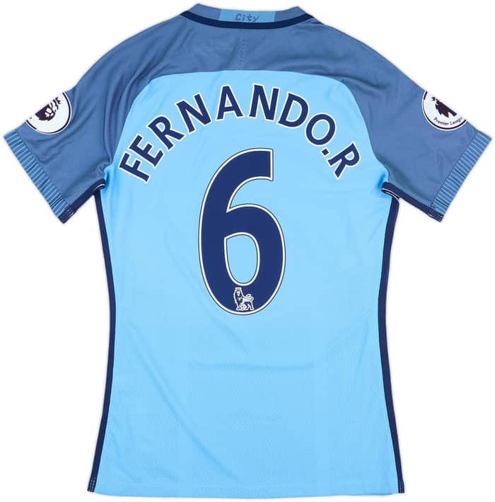 2016-17 Manchester City Match Issue Home Shirt Fernando.R #6
