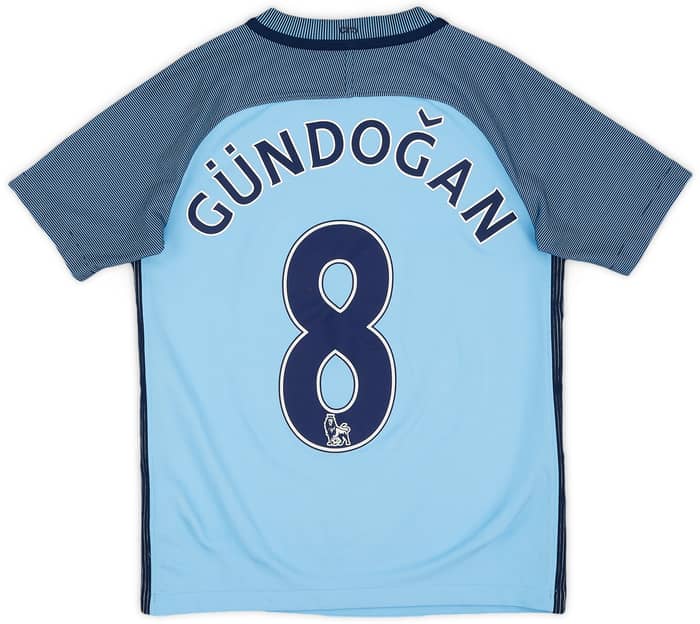 2016-17 Manchester City Home Shirt Gundogan #8 - 7/10 - (M.Boys)