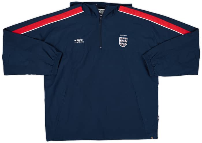 2000-02 England Umbro 1/4 Zip Hooded Drill Top - 8/10 - (M)