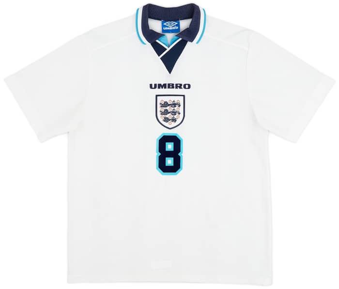 1995-97 England Home Shirt Gascoigne #8 - 8/10 - (L)