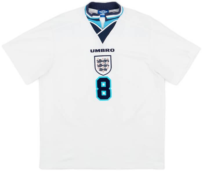 1995-97 England Home Shirt Gascoigne #8 - 7/10 - (XL)