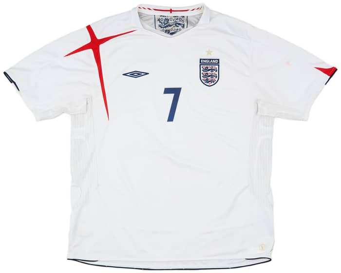 2005-07 England Home Shirt Beckham #7 - 7/10 - (XXL)