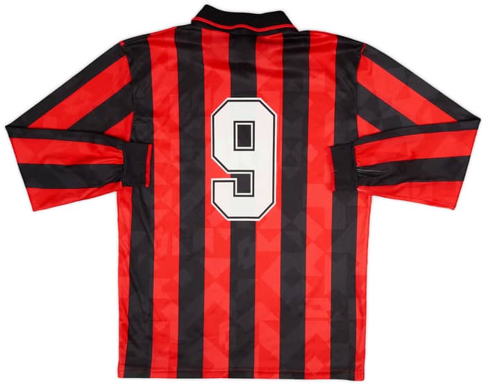 1993-94 AC Milan Home L/S Shirt #9 - 8/10 - (XL.Boys)