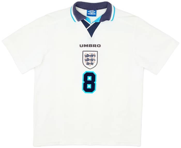 1995-97 England Home Shirt Gascoigne #8 - 8/10 - (L)