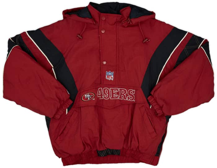 1996-99 San Francisco 49ers Starter 1/2 Zip Hooded Rain Coat - 6/10 - (L)