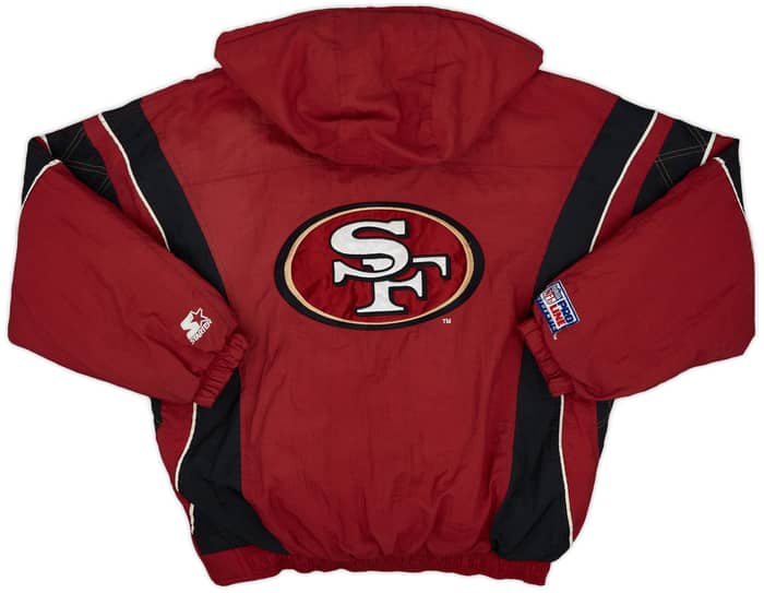 1996-99 San Francisco 49ers Starter 1/2 Zip Hooded Rain Coat - 6/10 - (L)