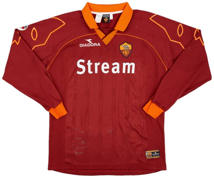 1999-00 Roma Match Issue Coppa Italia Home L/S Shirt Tommasi #17