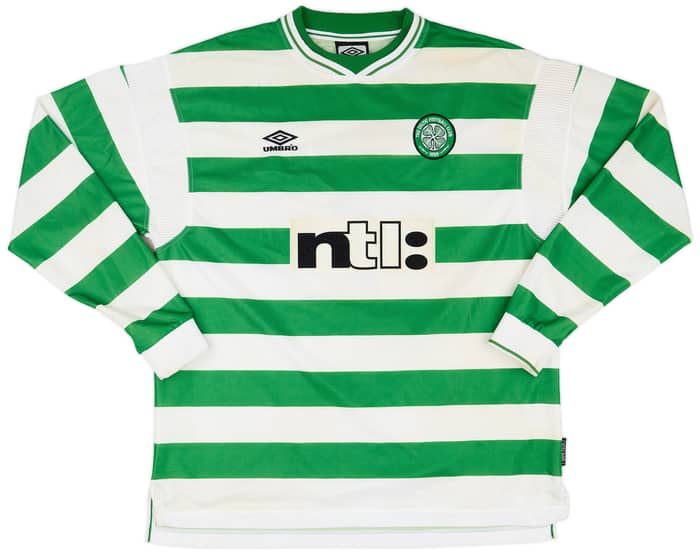 1999-01 Celtic Home L/S Shirt Larsson #7 - 7/10 - (XXL)