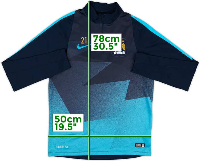 2015-16 Manchester City Nike Player Issue 1/4 Zip Drill Top #21 - 7/10 - (M)