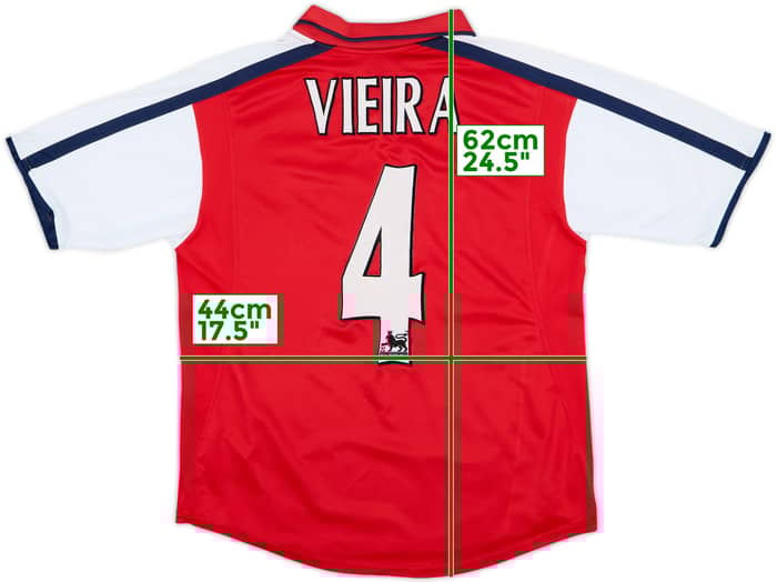 2000-02 Arsenal Home Shirt Vieira #4 - 7/10 - (XL.Boys)