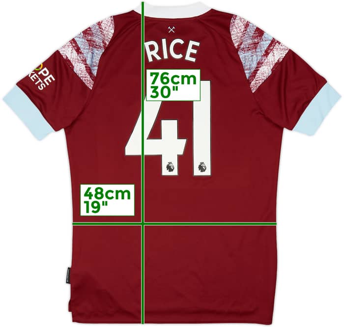 2022-23 West Ham Home Shirt Rice #41 - 7/10 - (M)