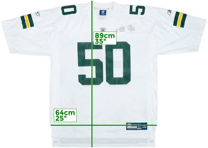 2008-11 Green Bay Packers Hawk #50 Reebok On Field Away Jersey - 4/10 - (XL)