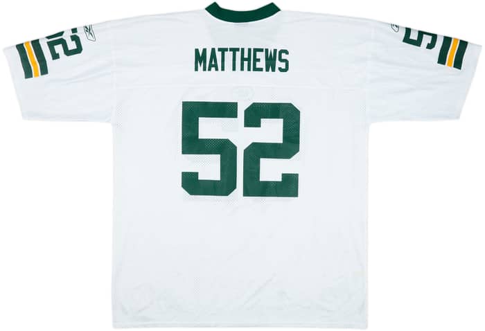 2009-11 Green Bay Packers Matthews #52 Reebok Replica Away Jersey - 8/10 - (XXL)