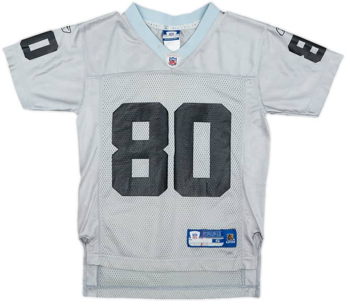 2004 Oakland Raiders Rice #80 Reebok On Field Alternate Jersey - 6/10 - (S.Boys)
