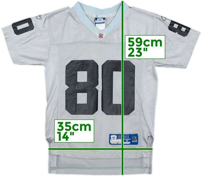 2004 Oakland Raiders Rice #80 Reebok On Field Alternate Jersey - 6/10 - (S.Boys)