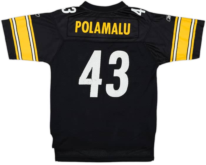 2008-11 Pittsburgh Steelers Polamalu #43 Reebok On Field Home Jersey - 6/10 - (L.Boys)