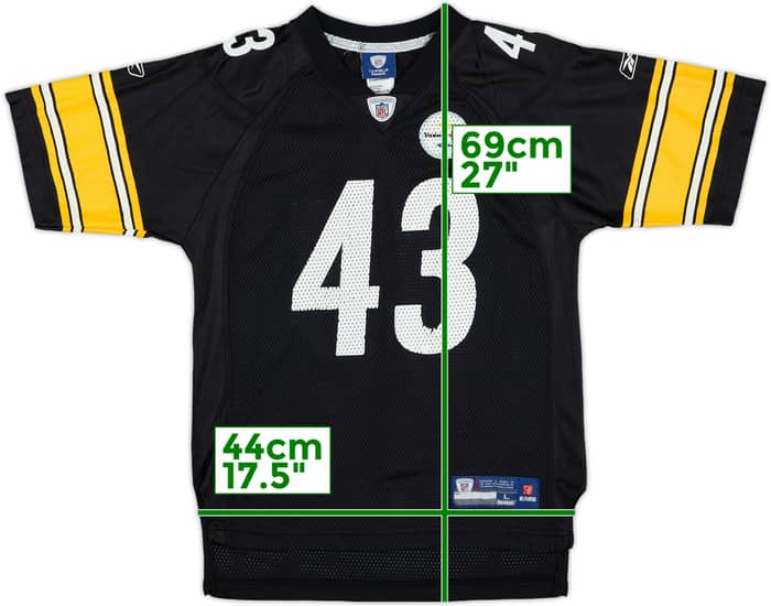 2008-11 Pittsburgh Steelers Polamalu #43 Reebok On Field Home Jersey - 6/10 - (L.Boys)
