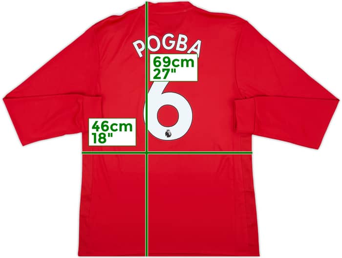 2017-18 Manchester United Home L/S Shirt Pogba #6 (M)