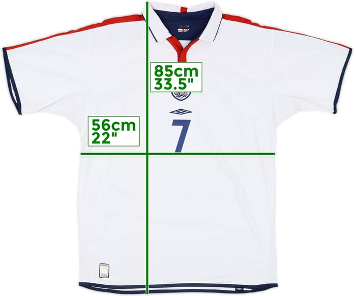 2003-05 England Home Shirt Beckham #7 - 5/10 - (XL)