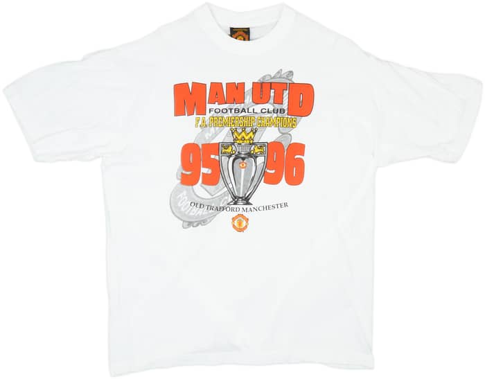 1995-96 Manchester United 'F.A. Premiership Champions' Graphic Tee - 9/10 - (XXL)