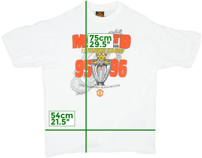 1995-96 Manchester United 'F.A. Premiership Champions' Graphic Tee - 9/10 - (XXL)