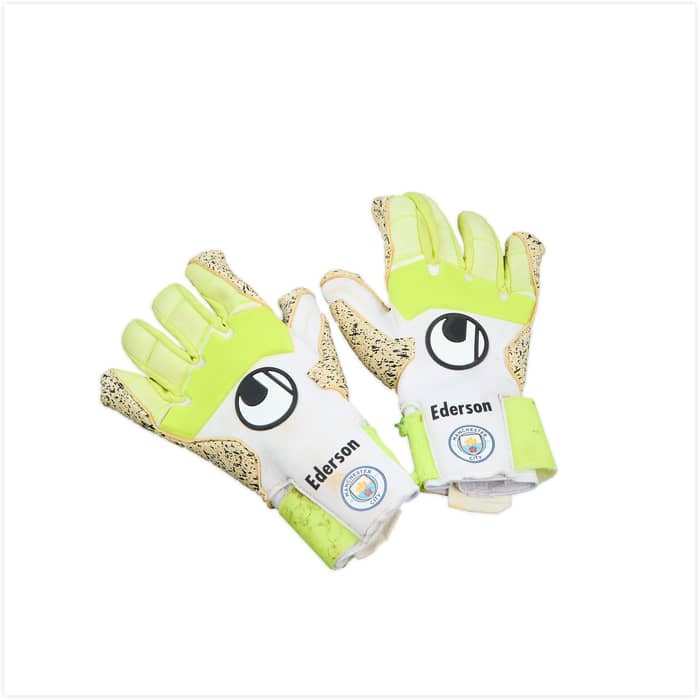 2020-21 Manchester City Match Worn Signed Uhlsport Pure Alliance GK Gloves (Ederson)
