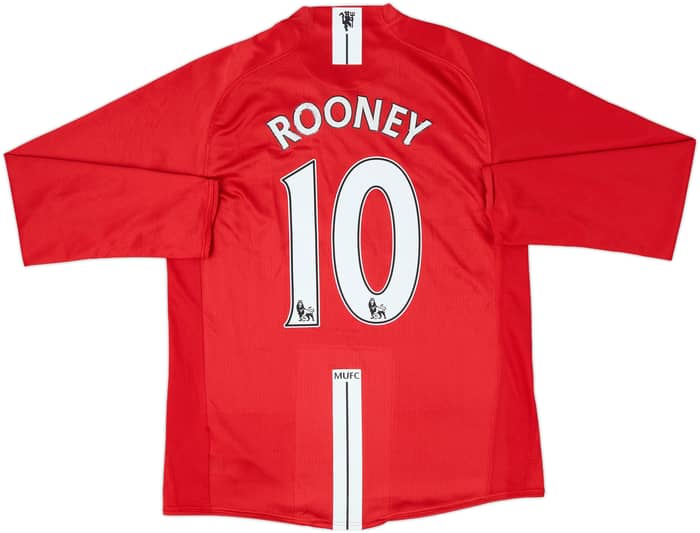 2007-09 Manchester United Home L/S Shirt Rooney #10 - 5/10 - (M)