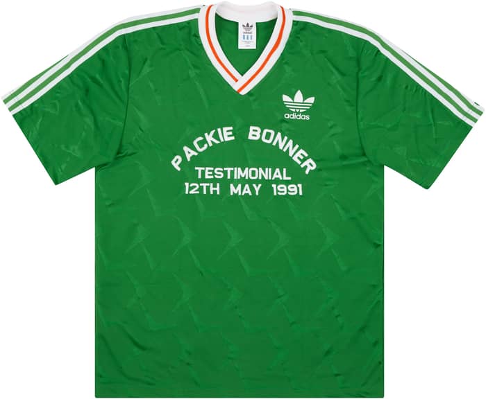 1991 Ireland Player Issue Packie Bonner Testimonial Home Shirt